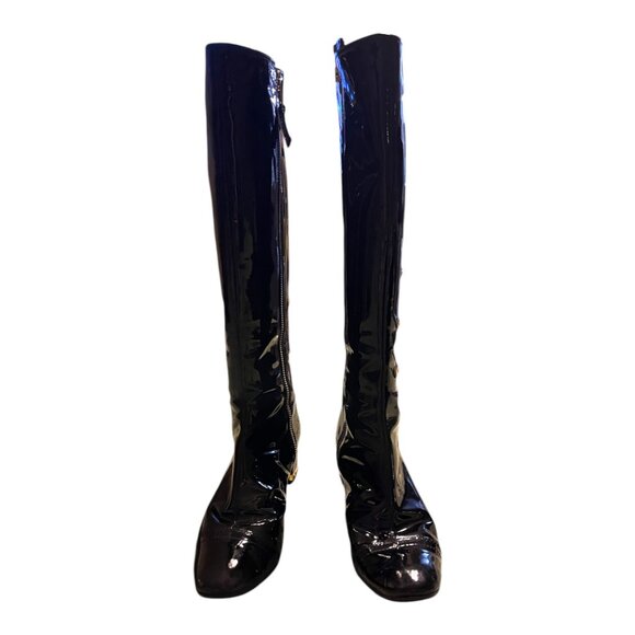 Tory Burch Madison Black Patent Leather Knee High Boots - Picture 5 of 10